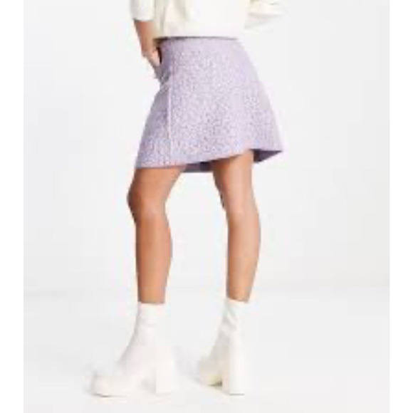 Paris Atelier & Other Stories Tweed Wool Lavender Mini Skirt Medium Sparkle Twee - Picture 1 of 9